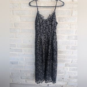 ASTR the label lace midi dress black silver small